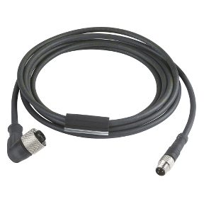TES Electric M12 to M8 Cordset; Female Right Angle to Male Straight; 5-Pin; 3-Wire to 3-Pin; 2m PUR Cable